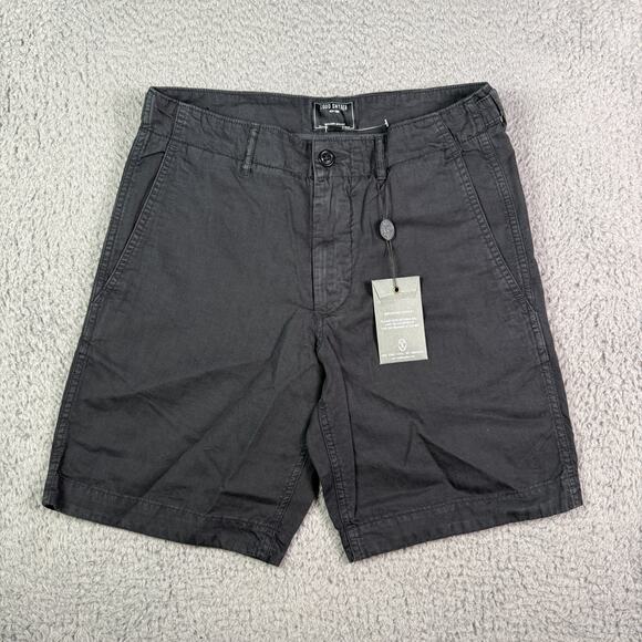 Todd Snyder Surplus Shorts Mens 28 Black Cotton Linen Blend 8" Flat Front NEW - Picture 1 of 8